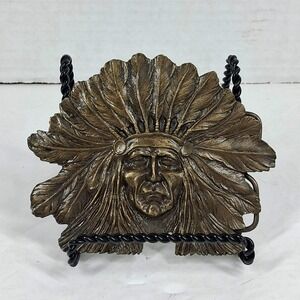Vintage Bergamot Brass Works Native American Chief Belt Buckle 1980 Made in USA